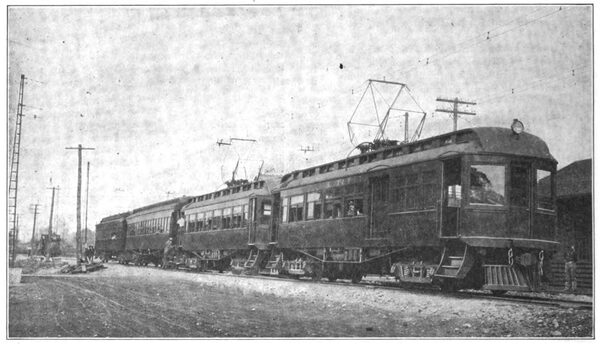 FOUR-CAR ELECTRIC TRAIN ON ERIE SINGLE-PHASE RAILWAY