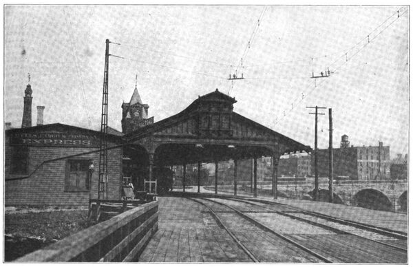 PASSENGER TRAIN SHED, ROCHESTER TERMINAL, SHOWING OVERHEAD CONSTRUCTION