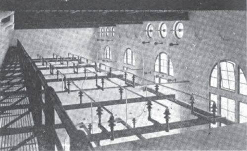 FIG. 12.--HIGH TENSION BUSSES AND LINE OUTLETS.