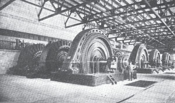 FIG. 5.--INTERIOR OF GENERATING STATION, ONTARIO POWER COMPANY.
