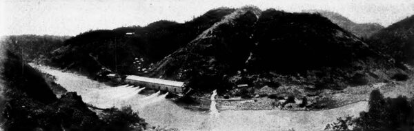 BIRD�S-EYE VIEW OF THE BAY COUNTIES POWER HOUSE, ON THE NORTH YUBA RIVER, FOOTHILLS OF THE SIERRAS, CALIFORNIA.
