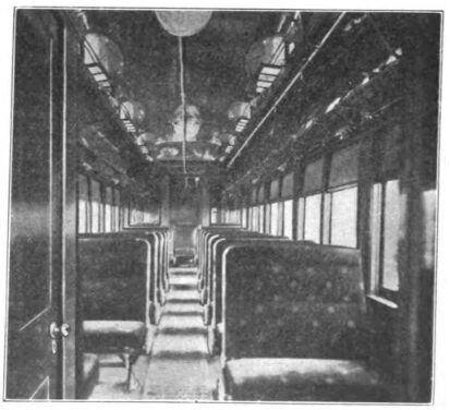INTERIOR OF COMBINATION BAGGAGE AND PASSENGER COACH