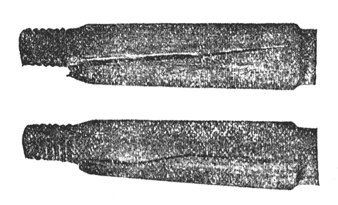 Broken 10-1/8" pins (Stem)  Total Length, 15-3/4" Showing How Pins Split.