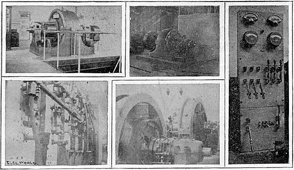 FIG. 9. � STRE ET RAILWAY ROTARY TRANSFORMER, CATARACT POWER HOUSE./FIG. 10. � REAR CONNECTIONS OF SWITCH-BOARD AT NIAGARA FALLS./FIG. 11 � 220-VOLT ROTARY TRANSFORMERS./FIG. 12. � ROTARY TRANSFORMERS, BUFFALO POWER HOUSE./FIG. 13. � SWITCHBOARD FOR ROTARY TRANSFORMERS, BUFFALO STREET RAILWAY POWER HOUSE.