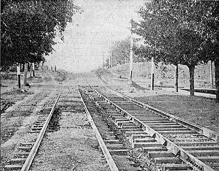 FIG. 15. � SECTION OF TRACK, BUFFALO & NIAGARA FALLS TROLLEY LINE.
