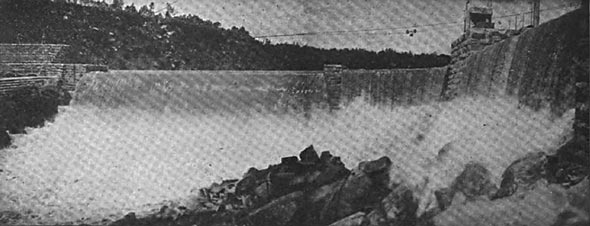 VIEW OF DAM FROM BELOW.
