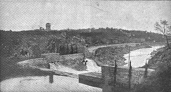 VIEW FROM ABOVE DAM.