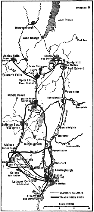 FIG. 4. � MAP SHOWING LOCATION OF GENERATING AND SUB-STATIONS AND THE TRANSMISSION LINES.