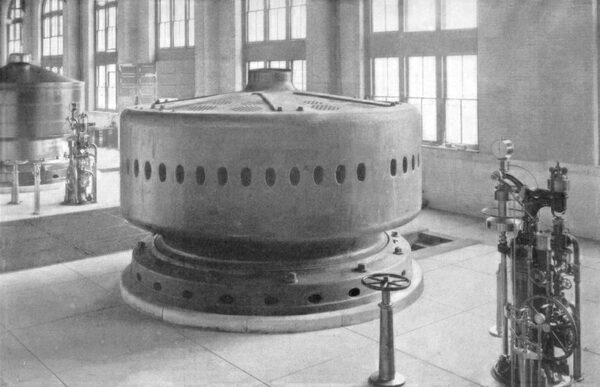 ONE OF THE INTERNAL REVOLVING FIELD GENERATORS FOR POWER HOUSE NO. 2.