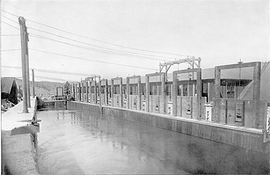 THE CANAL AND HEADGATES FOR THE CANON FERRY POWER HOUSE.