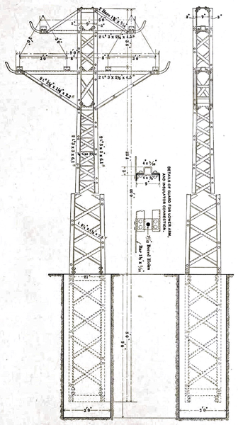 A 40 FOOT STEEL POLE DESIGNED BY THE PITTSBURGH BRIDGE COMPANY.
