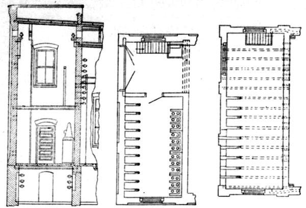 FIG. 11. -- SECTION AND PLANS, ALBANY SUB-STATION.