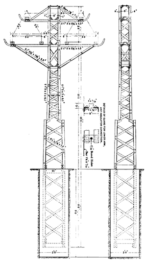 A 40 FOOT STEEL POLE DESIGNED BY THE PITTSBURGH BRIDGE COMPANY.