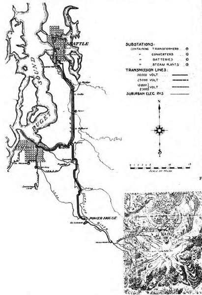 FIG. 2 � MAP OF MT. RAINIER AND TRANSMISSION LINES.