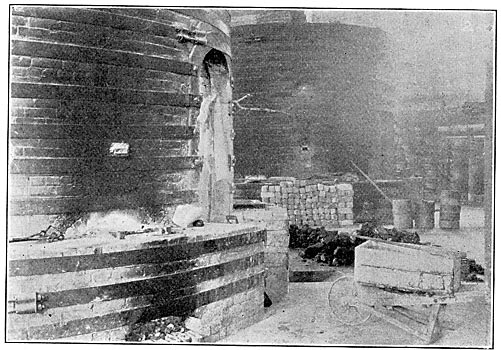 HIGH-TENSION INSULATORS � TWO OF THE PORCELAIN KILNS.