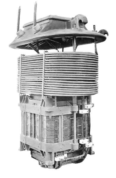 ONE OF THE 60,000-VOLT TRANSFORMERS BUILT FOR THE MEXICAN LIGHT & POWER COMPANY BY THE GENERAL ELECTRIC CO., OF SCHENECTADY, NEW YORK