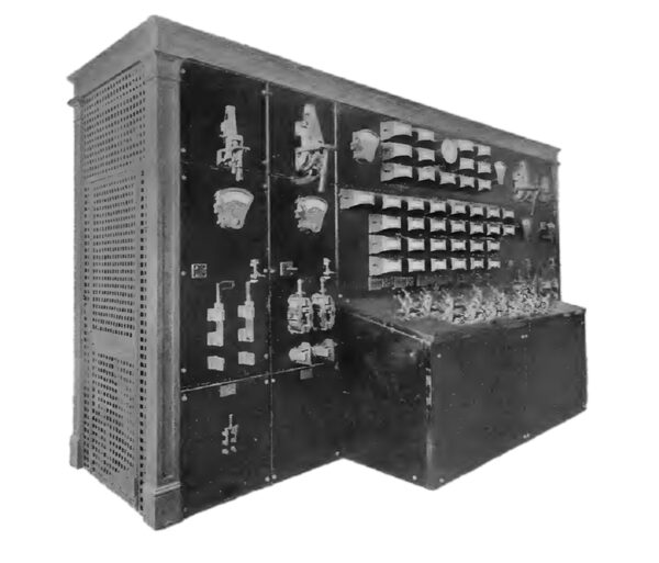 SWITCHBOARD IN THE POWER HOUSE OF THE MEXICAN LIGHT AND POWER CO., MADE BY THE GENERAL ELECTRIC COMPANY, SCHENECTADY, NEW YORK