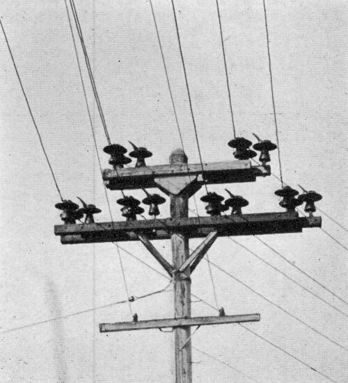 FIG. 2.-CORNER POLE TOPS WITH GUARDS TO PREVENT WIRES FROM FALLING IF PULLED OVER