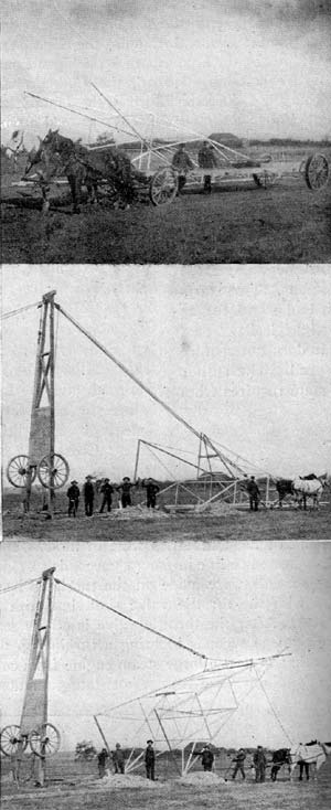 FIGS. 1, 2, AND 3. � RAISING TOWERS ON NIAGARA TRANSMISSION LINE.