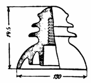 Insulator of the plant in Provo, Utah. 40,000V. Fig.39.