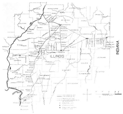 Fig. 1. � THE PRESENT AND PROPOSED LINES OF THE ILLINOIS TRACTION SYSTEM