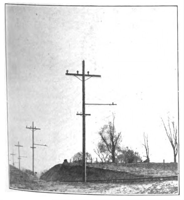 Fig. 13. � TRANSMISSION LINE AND BRACKET CATENARY CONSTRUCTION NEAR BLOOMINGTON