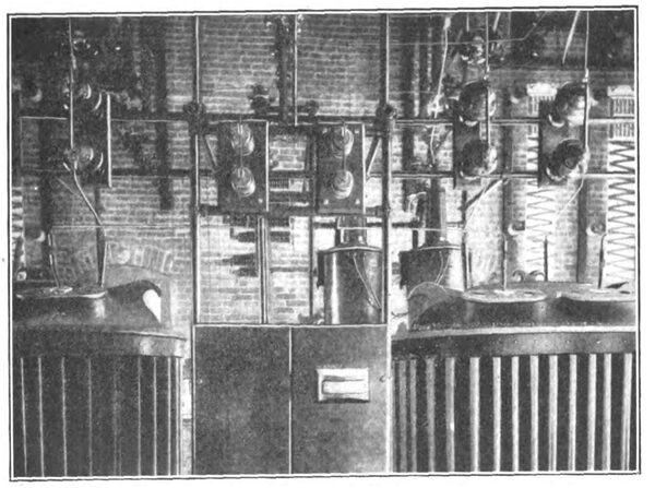 Fig. 8. � ELECTRICAL APPARATUS AND HIGH-TENSION WIRING IN MORTON SUB-STATION