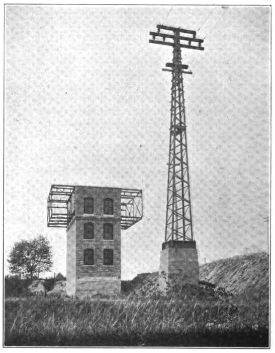 FIG. 7. � ARRESTER HOUSE AT DUNTON AND ADJACENT STRAIN POLE