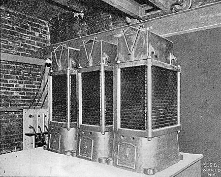 STATIC TRANSFORMERS AT BUFFALO END OF TRANSMISSION LINE..