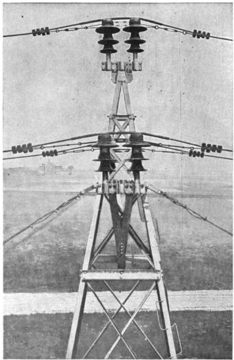 FIG. 10 � Top of double-guyed steel tower