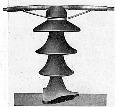 FIG. 24 � 60,000-volt main-line insulator with tie and cable protection