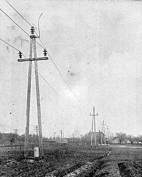 FIG. 26 � Standard A-frame construction showing line structure lightning arrester