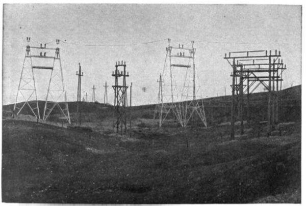 FIG. 9 � Cross-connecting and disconnecting switches and open-air fuses at point of junction of Auburn branch line and the main line