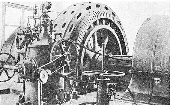 FIG. 23. � 5000-HP WATER WHEEL GENERATING UNIT.