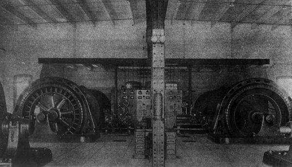 Fig. 9 -- INTERIOR OF THE GREAT FALLS PLANT OF THE PORTLAND LIGHTING & POWER COMPANY.