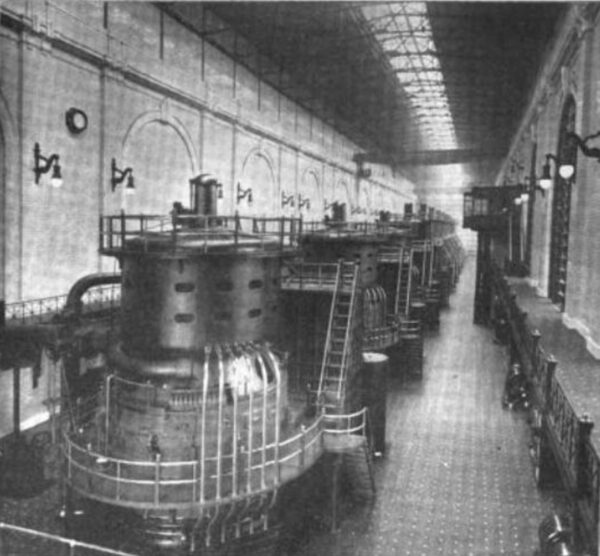 Here is a Row of Ten Turbo-Generators Having a Total Maximum Capacity of 100,000 Kilowatts.