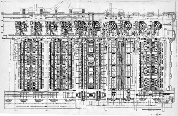 GENERAL PLAN OF FISK STREET STATION OF COMMONWEALTH EDISON COMPANY, CHICAGO, WITH TEN UNITS.