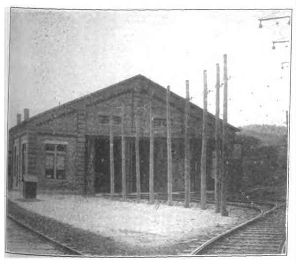 Pittsburg 1200-Volt Line � Exterior of Car House at Harmony Junction