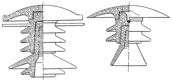 FIGS. 1 AND 2. � UMBRELLA-TYPE INSULATORS.
