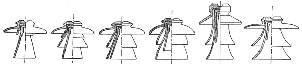 Figs. 1-6 � Chronological Development of American High-Tension Insulators.