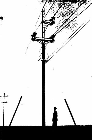 Fig. 7--Standard Double-Armed Pole, Head and Side Guyed.