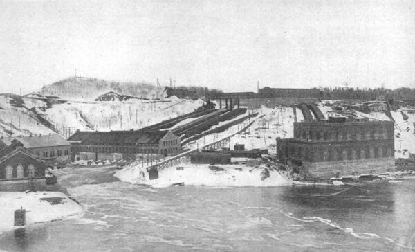 Fig. 1--General View of Hydroelectric Developments of Shawinigan Water & Power Company, Shawinigan Falls, Quebec.