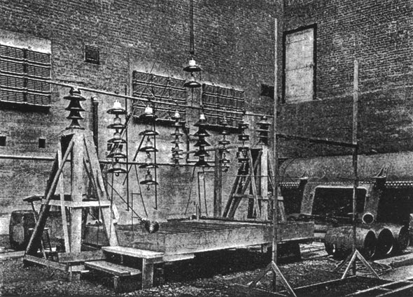 Testing platform for suspension insulators.