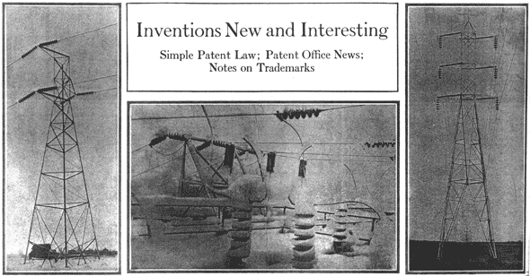 (left) How the "strain" insulators are used. (center) Insulators buried in snow at the Great Falls power plant, Butte, Montana. (right) Example of "suspension" insulation.