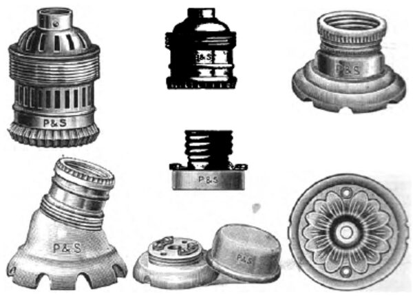 Typical Assortment of Pass & Seymour Electrical Fittings for Export Trade-Sockets, Receptacles, Fuse Holder and Rosette.