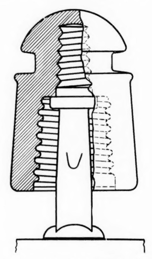 Fig. 6�-Experimental design with short corrugated skirt (C. P.) mounted on standard steel pin.