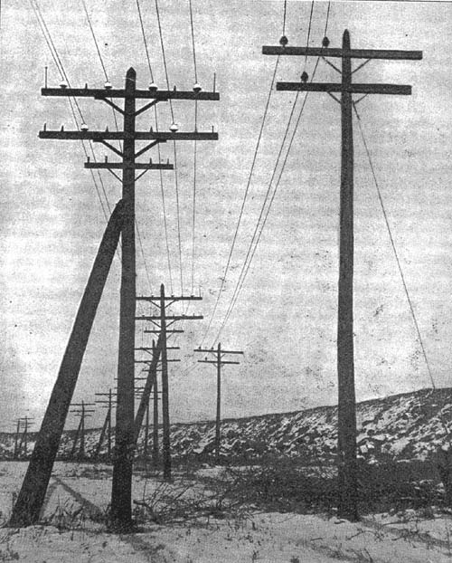 NEW NIAGARA POLE LINE. � NEW ALUMINUM LINE TO THE RIGHT, COPPER LINE ON THE LEFT.