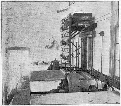 FIG. 7. � SWITCHBOARD AND C & C MOTORS DRIVING FANS FOR COOLING TOWER OF SOUTH SIDE ELEVATED RAILROAD, CHICAGO.