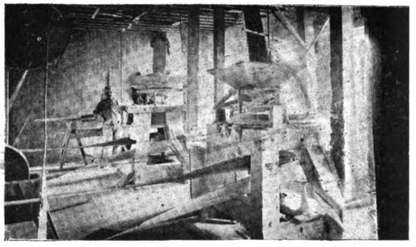 PART OF THE MILL ROOM. � GRINDING STEATITE.