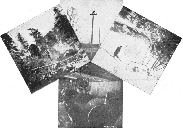 FIG. 1. - POWER HOUSE./FIG. 2. - POLE LINE./FIG. 4. - GENERATING ROOM./FIG. 3. - VIEW OF DAM.